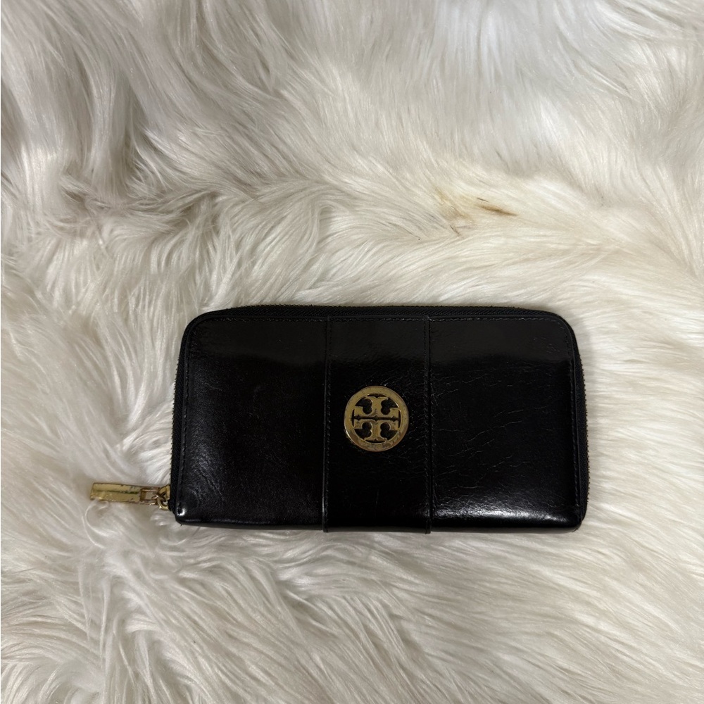 🔥SALE🔥Authentic Tory Burch Black Leather Long Wallet - Picture 3 of 13